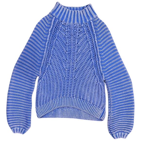 Free People Sweetheart Sweater Chunky Knit in Blue Egret - Picture 3 of 8